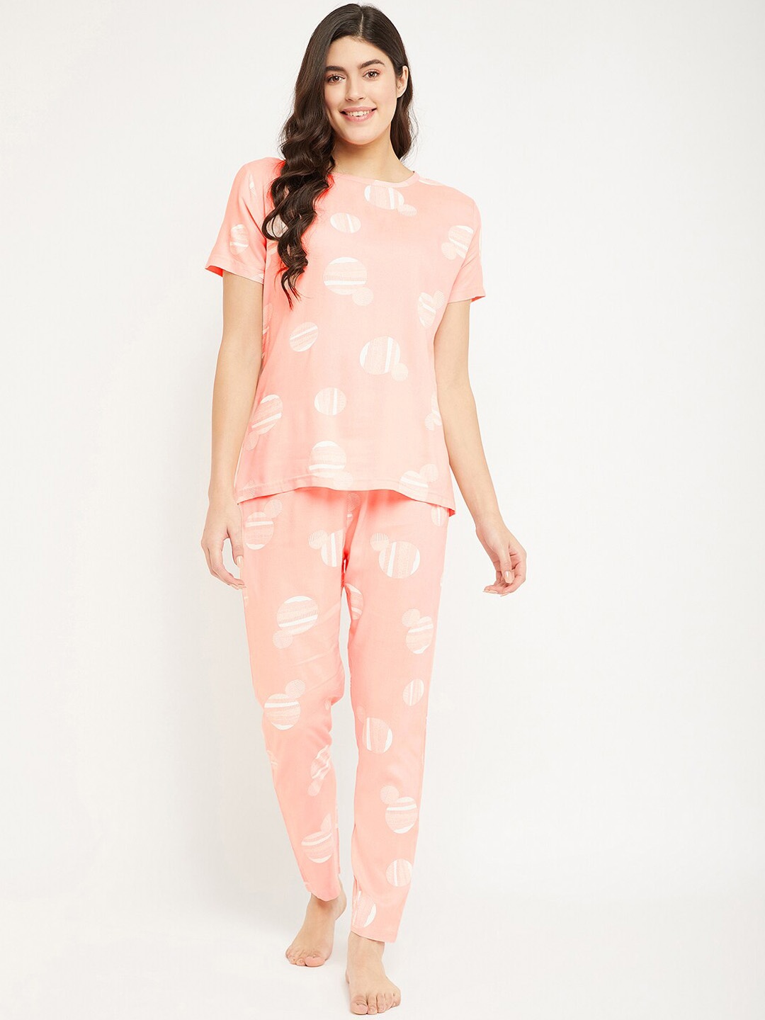 

FirstKrush Graphic Printed Night Suit, Peach