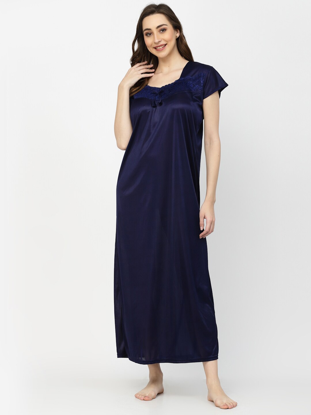 

Arrabi Square Neck Satin Maxi Nightdress, Blue