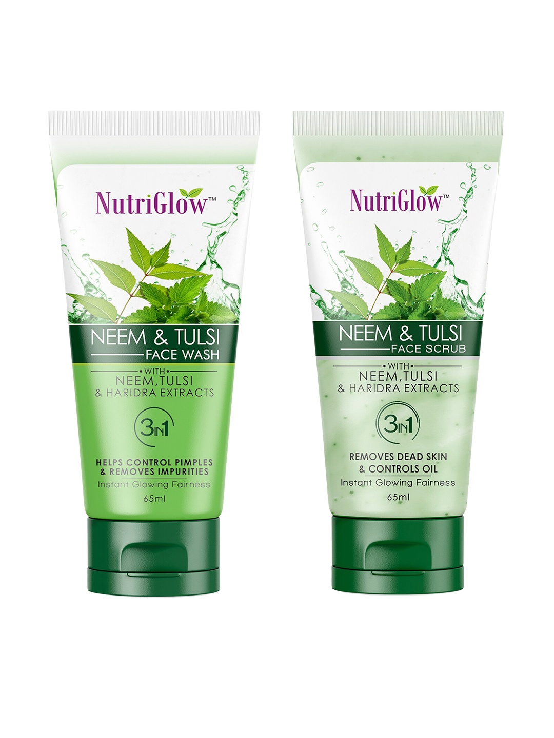 

NutriGlow 3 In 1 Set Of 2 Face Wash & Face Scrub 65ml Each, Green