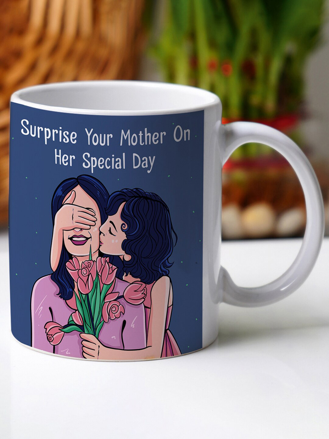 

Crazy Corner Mother's Day Blue & White Printed Ceramic Glossy Coffee Mug 350 ml