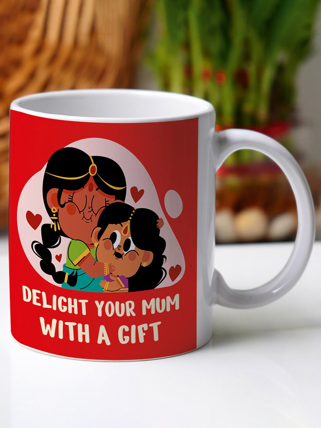 

Crazy Corner Mother's Day Red & White Printed Ceramic Glossy Mug - 350 ML