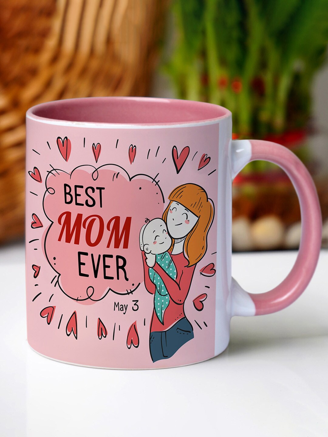 

Crazy Corner Mother's Day Pink & White Printed Ceramic Glossy Coffee Mug - 350 ML