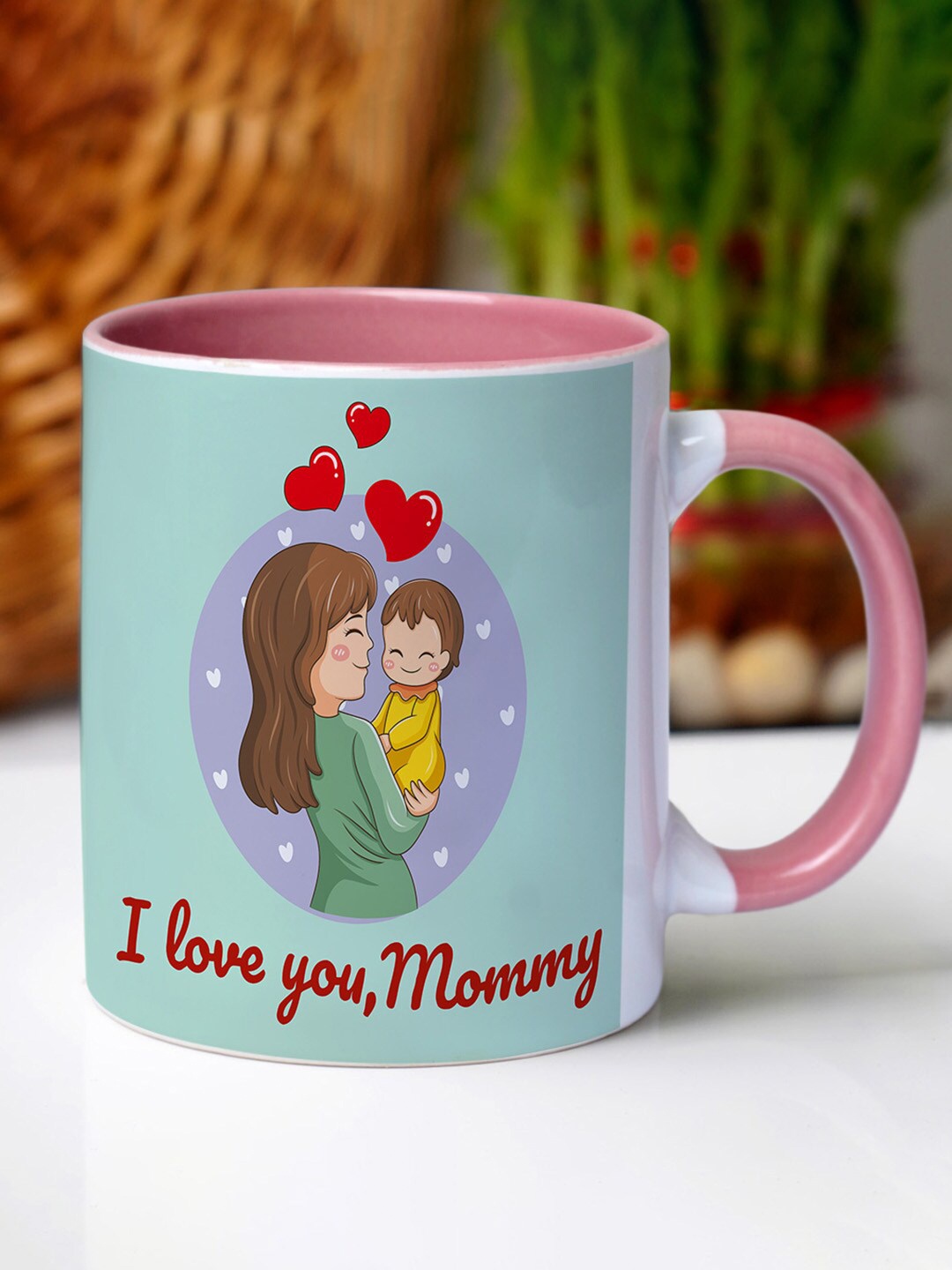

Crazy Corner Mother's Day Sea Green & Pink Printed Ceramic Glossy Coffee Mug - 350 ML