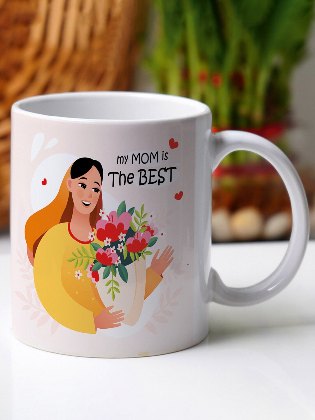 

Crazy Corner Mother's Day White & Yellow Printed Ceramic Glossy Coffee Mug - 350 ML