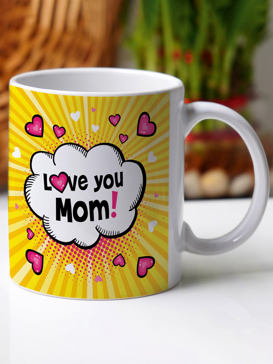 

Crazy Corner Mother's Day Yellow & White Printed Ceramic Glossy Mug - 350 ML