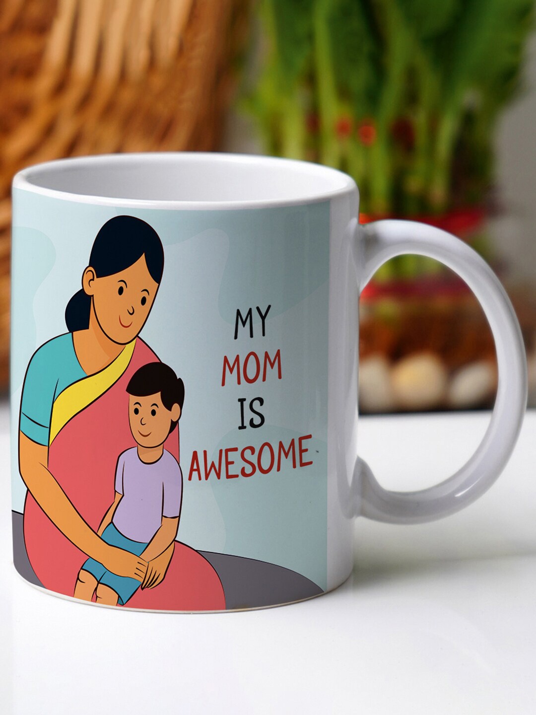 

Crazy Corner Mother's Day Blue & White Printed Ceramic Glossy Mug - 350 ML