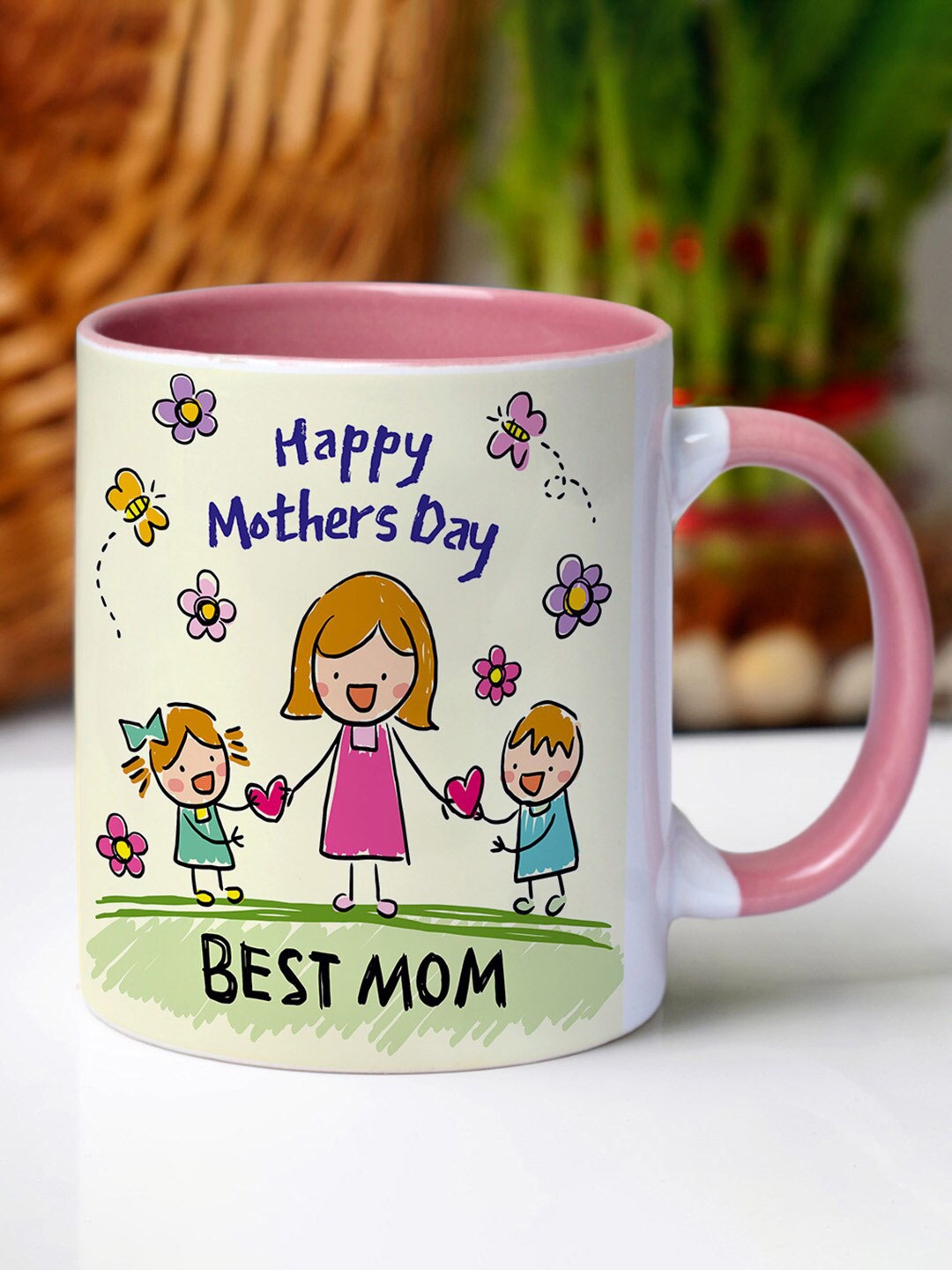 

Crazy Corner Mother's Day Yellow & Pink Printed Ceramic Glossy Mug - 350 ML