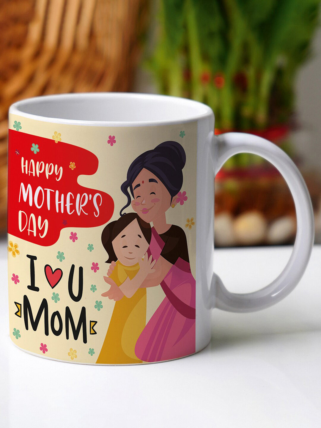

Crazy Corner Mother's Day Yellow & White Printed Ceramic Glossy Coffee Mug - 350 ML