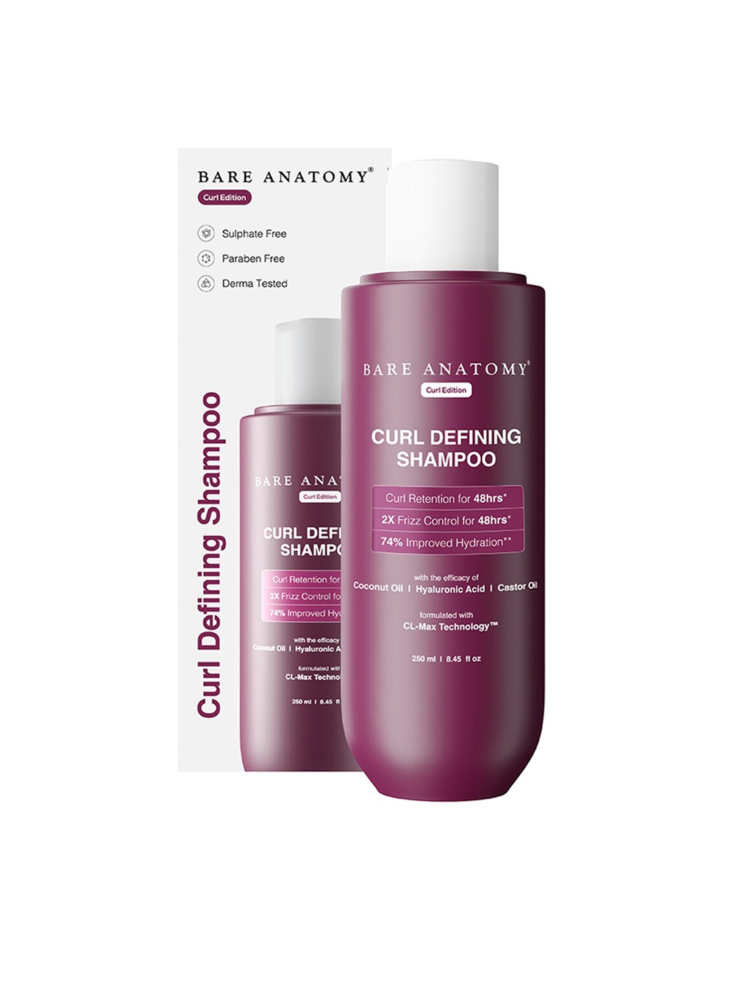 

Bare Anatomy Curl Defining Shampoo With Curl Retention & 2X Frizz Protection 250ml, Transparent