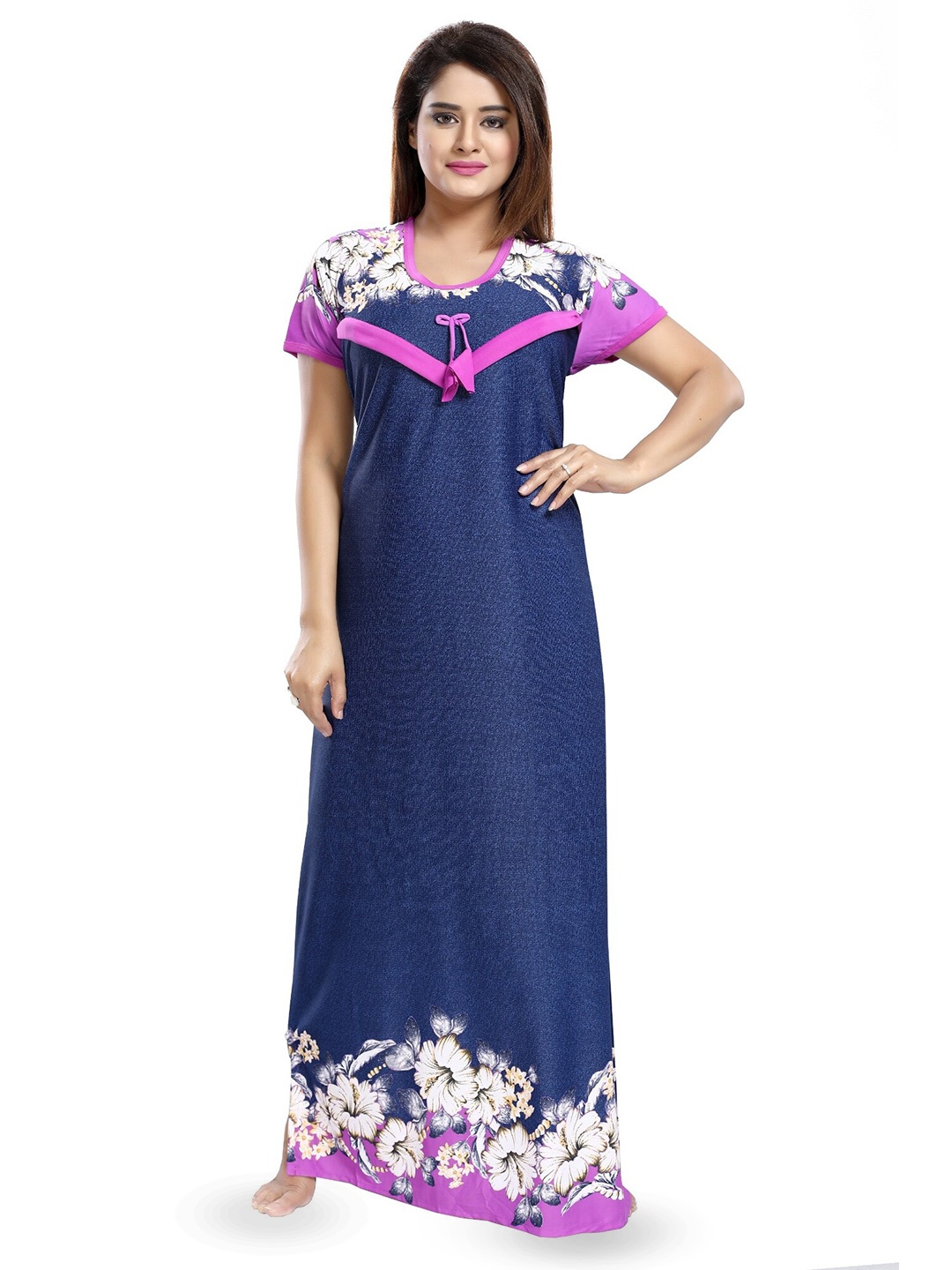 

SHOPPING STATION Floral Printed Satin Maternity Maxi Nightdress, Blue