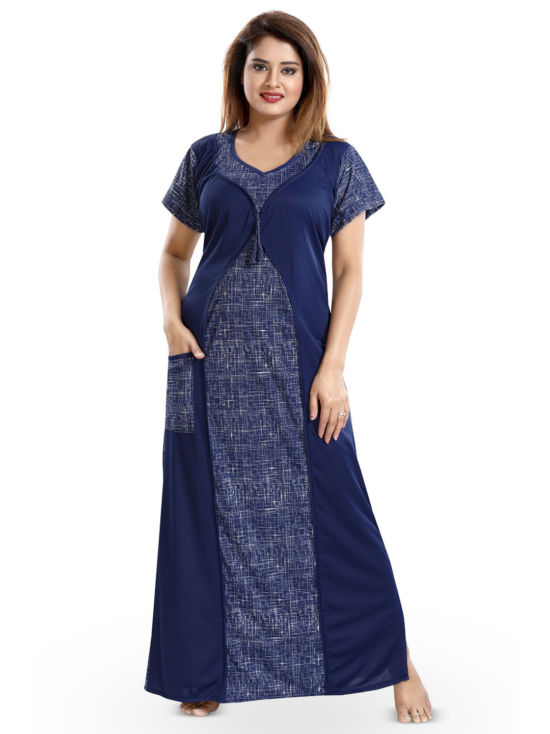 

SHOPPING STATION Floral Printed Satin Maxi Nightdress, Blue