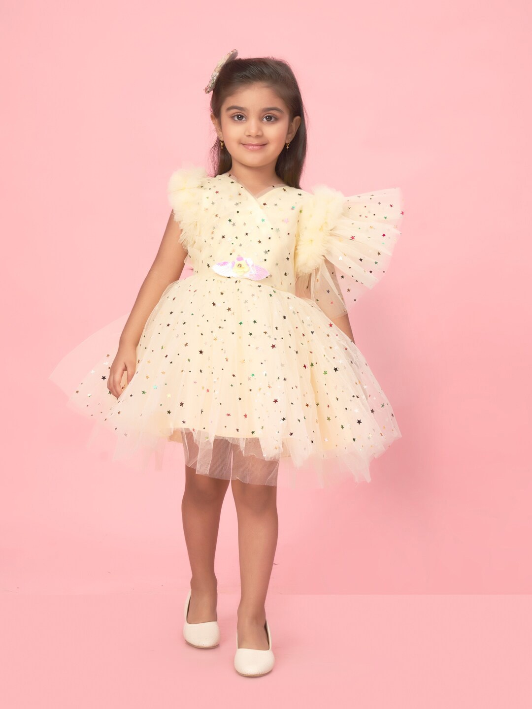 

Aarika Girls Embellished Net Fit & Flare Dress, Yellow