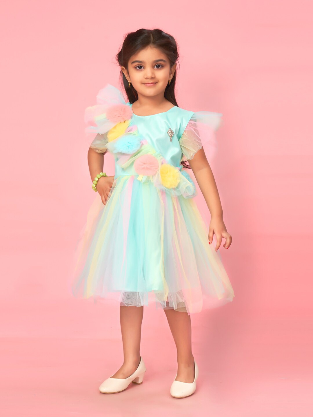 

Aarika Girls Net Fit & Flare Dress, Green