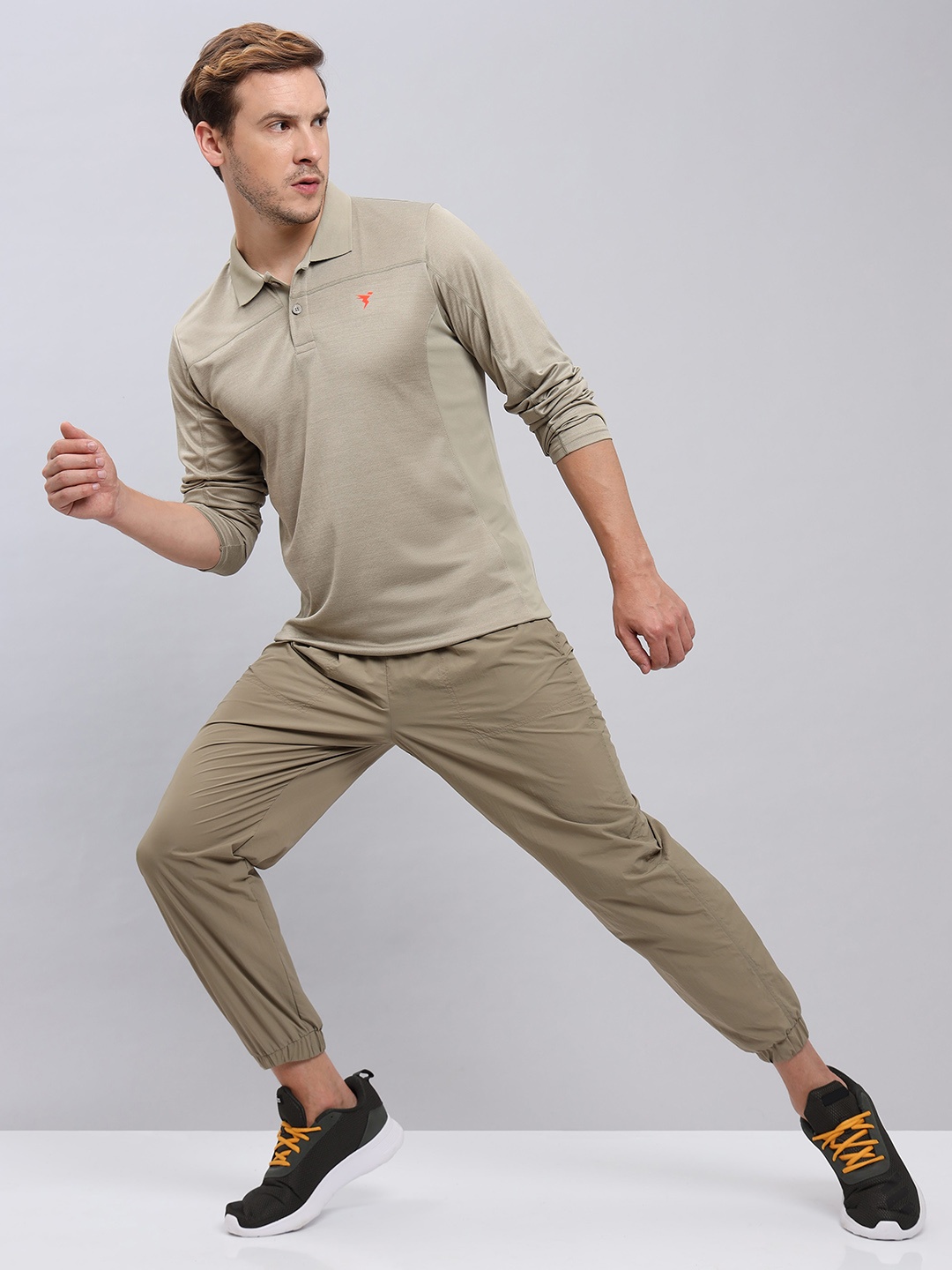 

Technosport Antimicrobial Polo Collar Slim Fit Sports T-shirt, Beige
