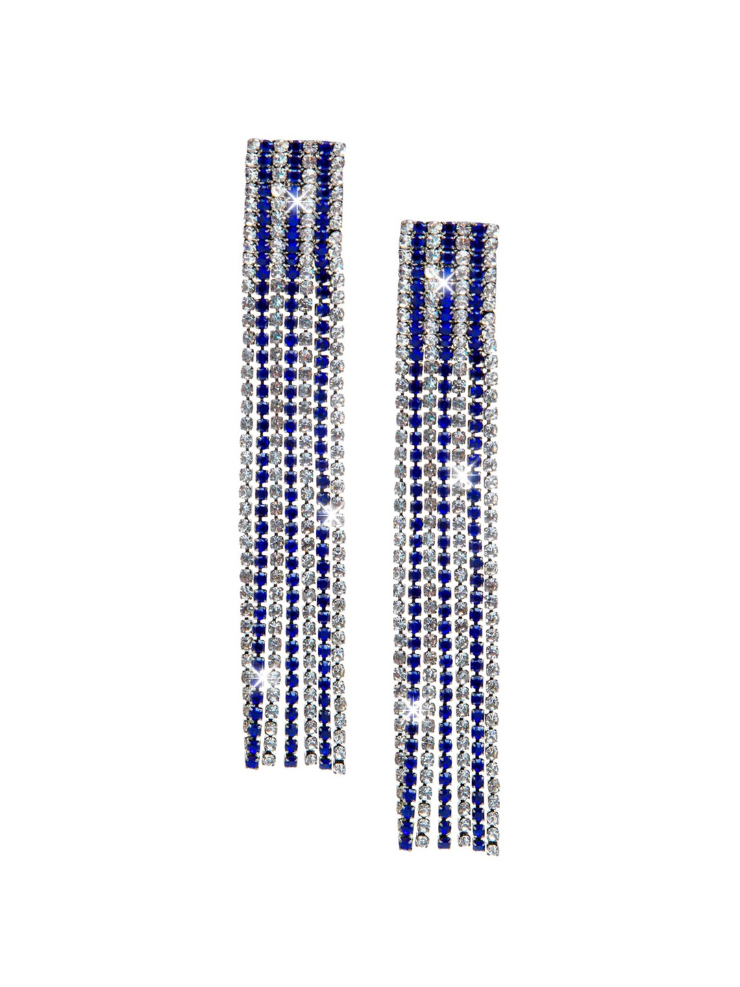 

Shining Jewel - By Shivansh Silver-Plated Contemporary Drop Earrings, Blue