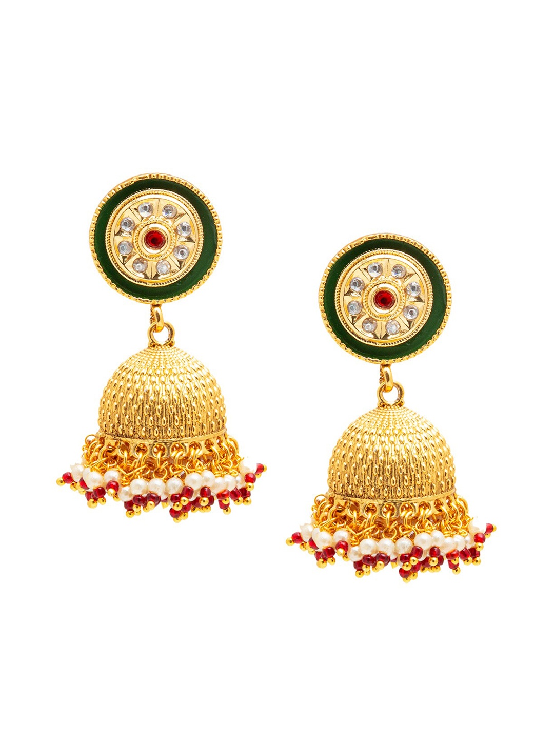 

Shining Jewel - By Shivansh Gold-Plated Contemporary Jhumkas Earrings
