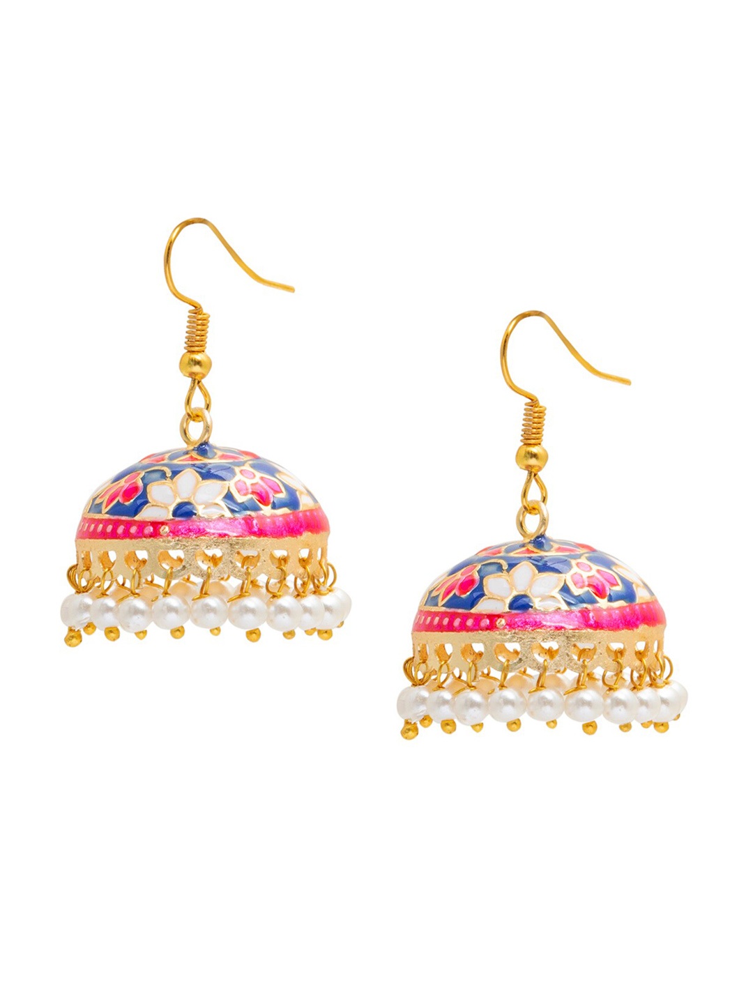 

Shining Jewel - By Shivansh Gold-Plated Contemporary Jhumkas Earrings, Pink