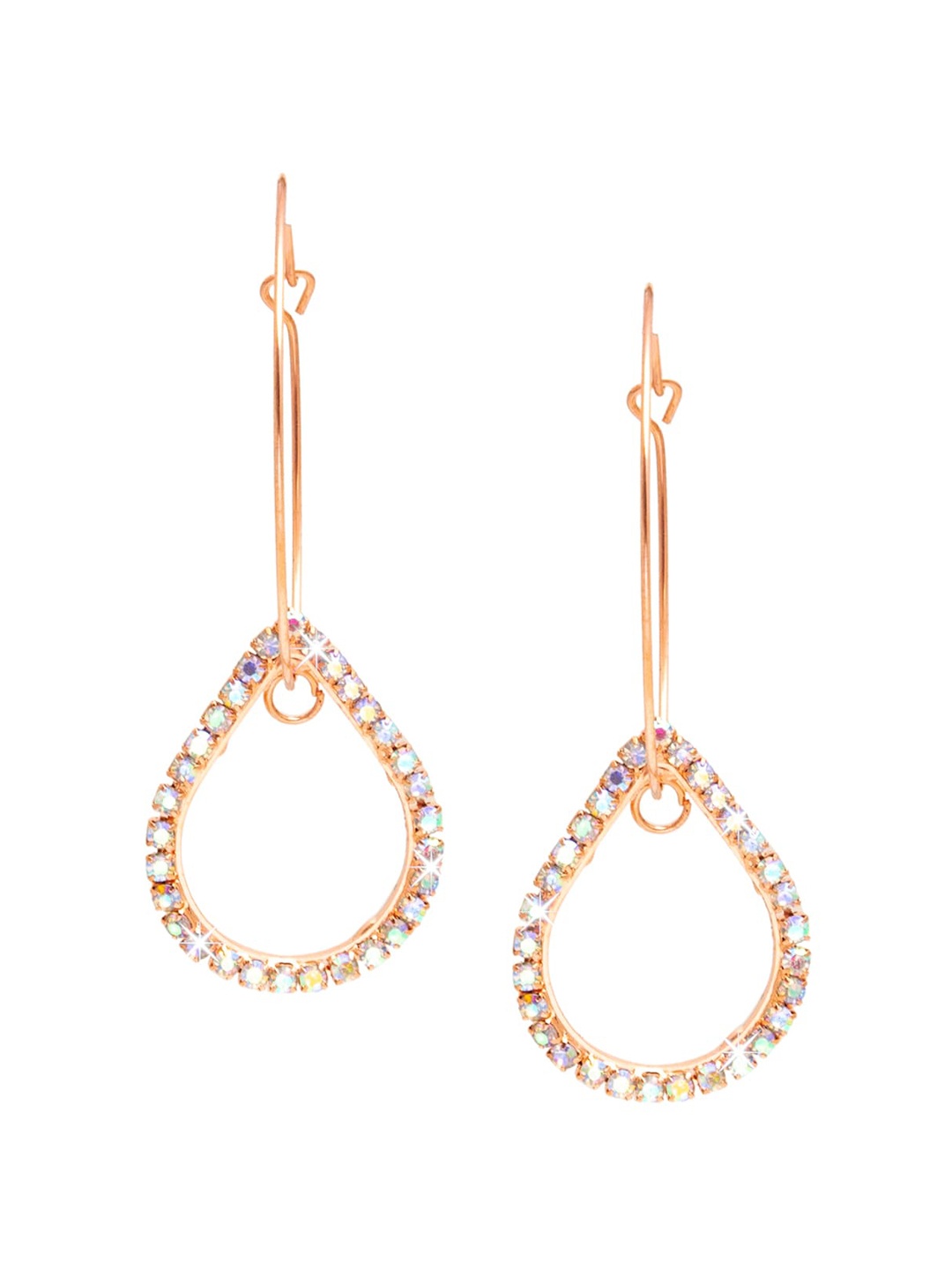 

Shining Jewel - By Shivansh Rose Gold-Plated Teardrop Shaped Drop Earring