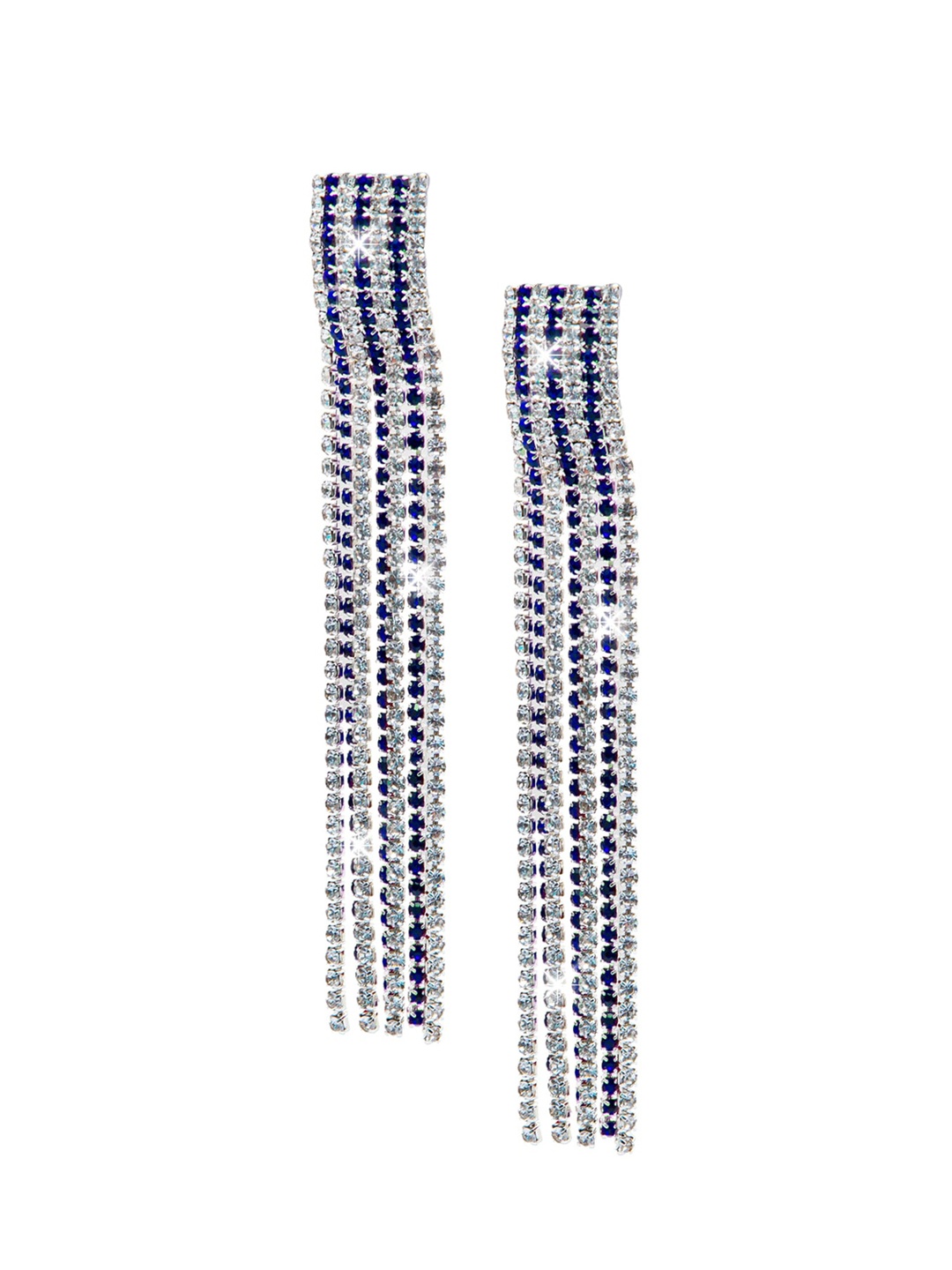

Shining Jewel - By Shivansh Silver-Plated Contemporary Drop Earrings, Blue