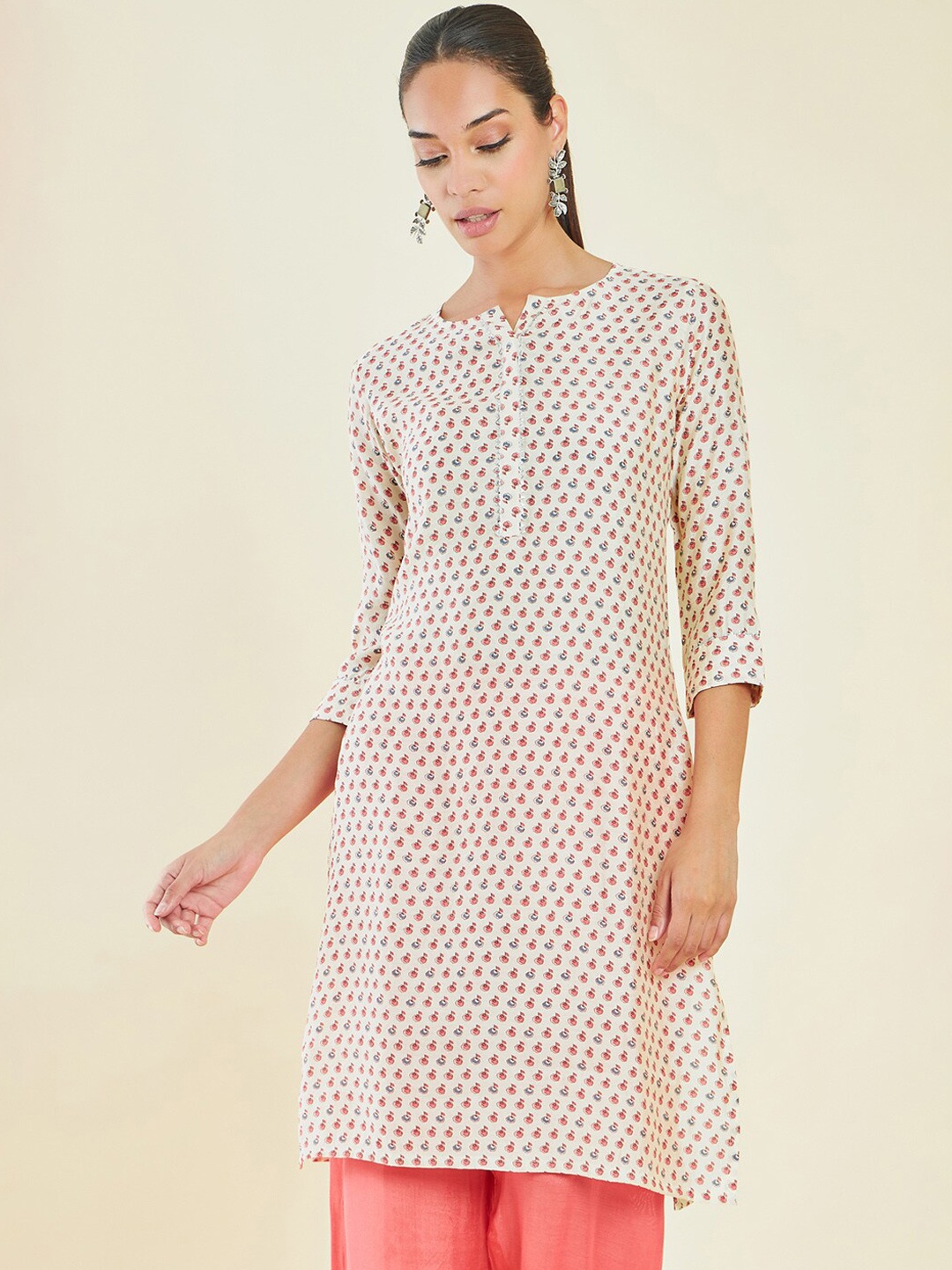 

Soch Ethnic Motifs Printed Gotta Patti Kurta, Cream