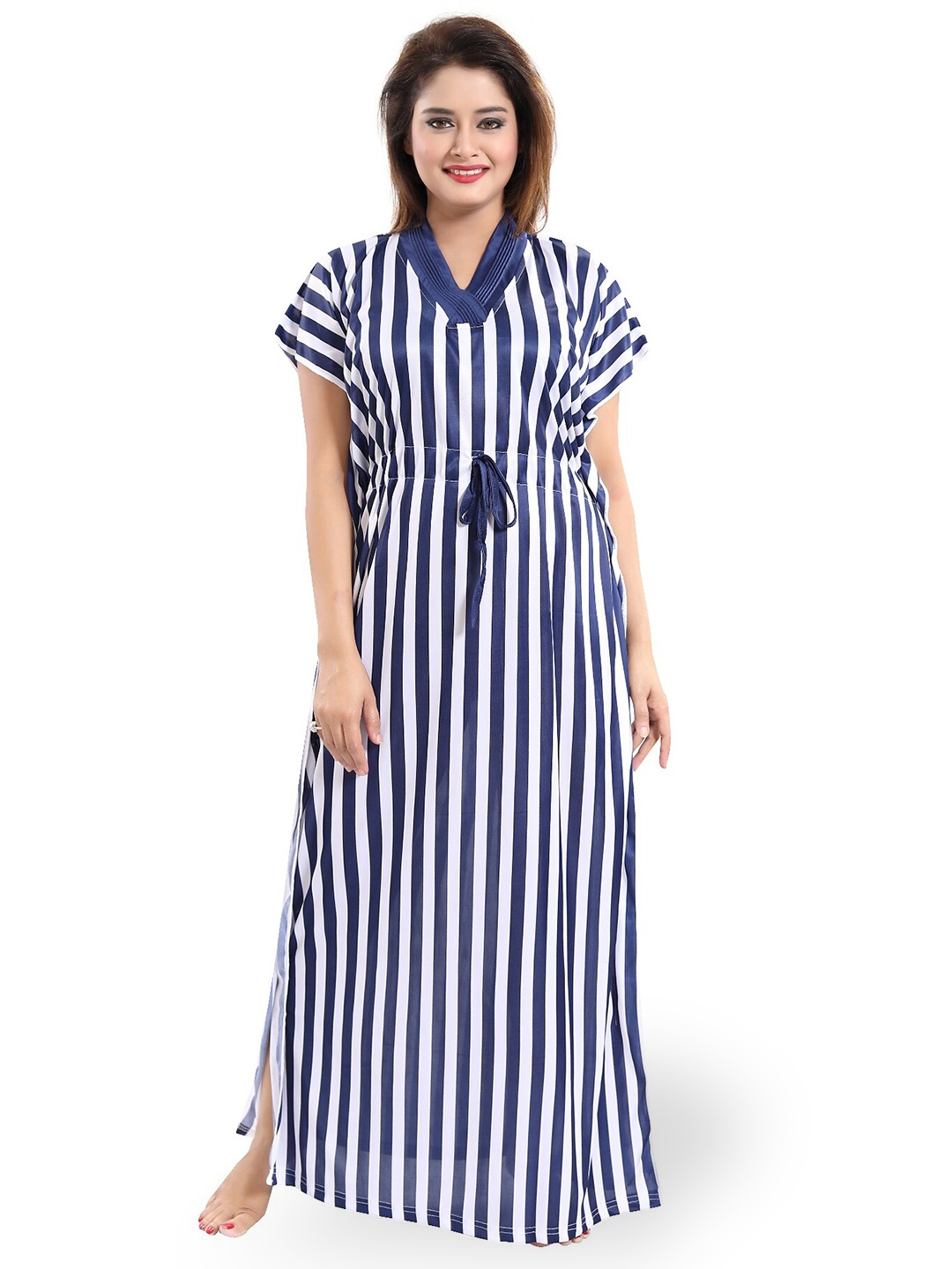 

SHOPPING STATION Striped Satin Maxi Nightdress, Blue