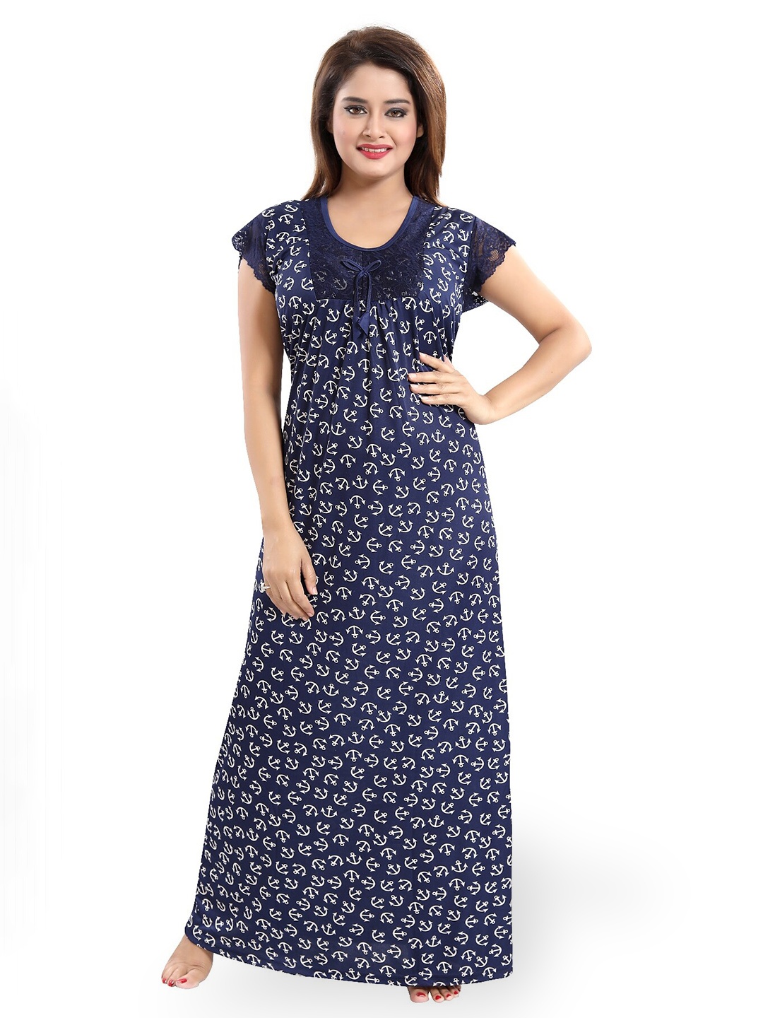 

SHOPPING STATION Conversational Printed Satin Maxi Nightdress, Blue