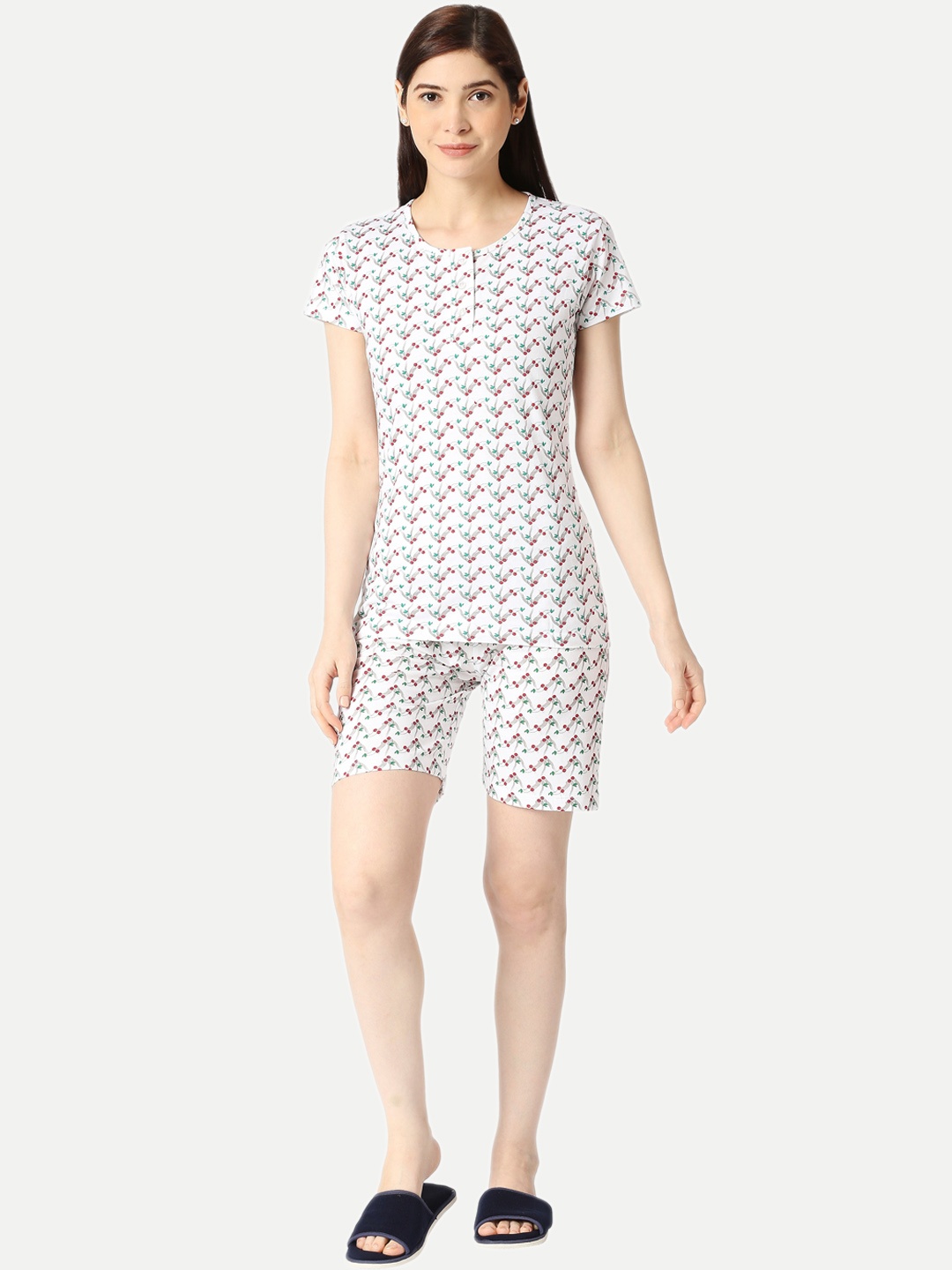 

zebu Conversational Printed Pure Cotton Night Suit, White