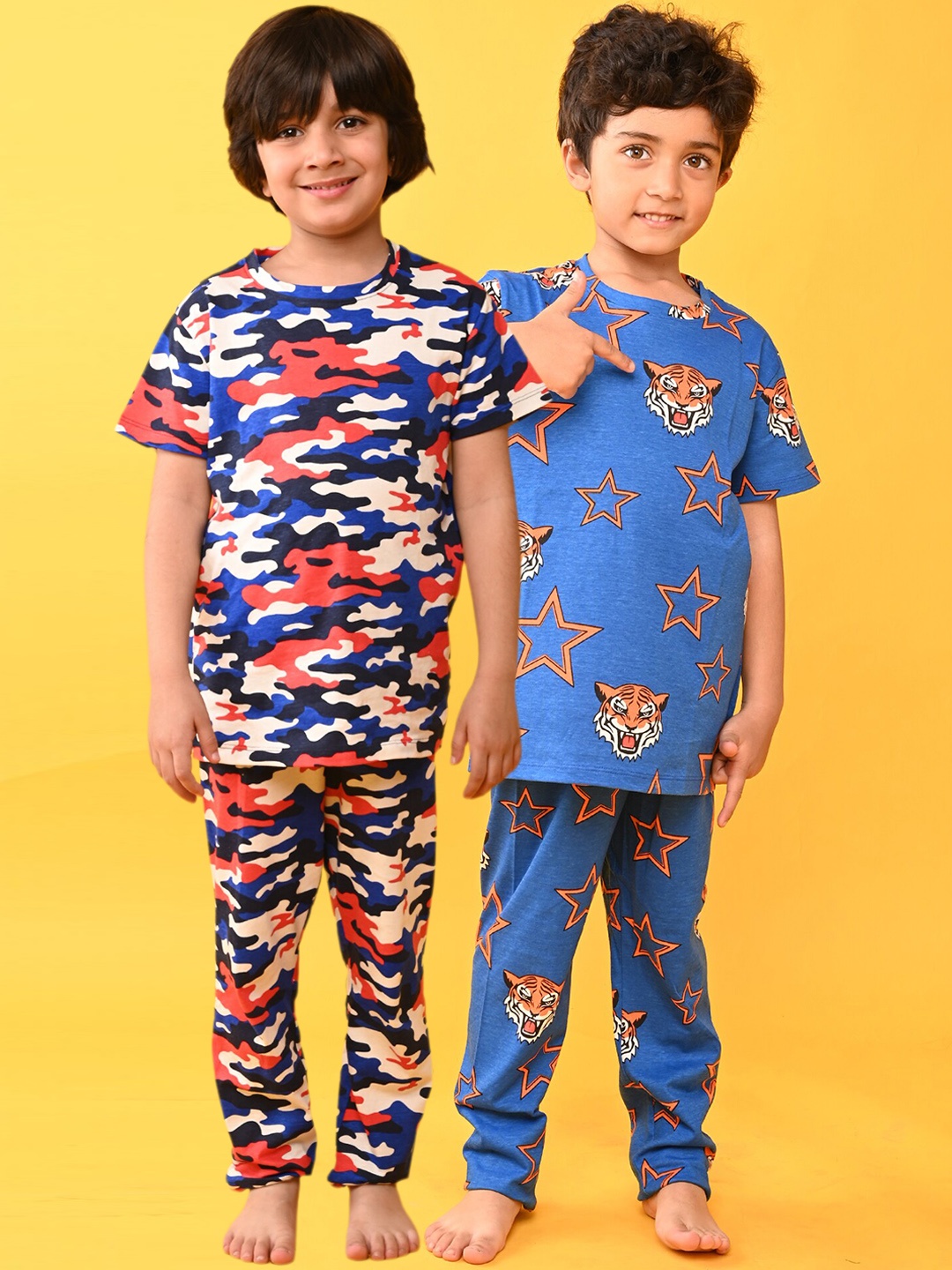

Anthrilo Boys Pack Of 2 Conversational Printed Pure Cotton Night Suit, White