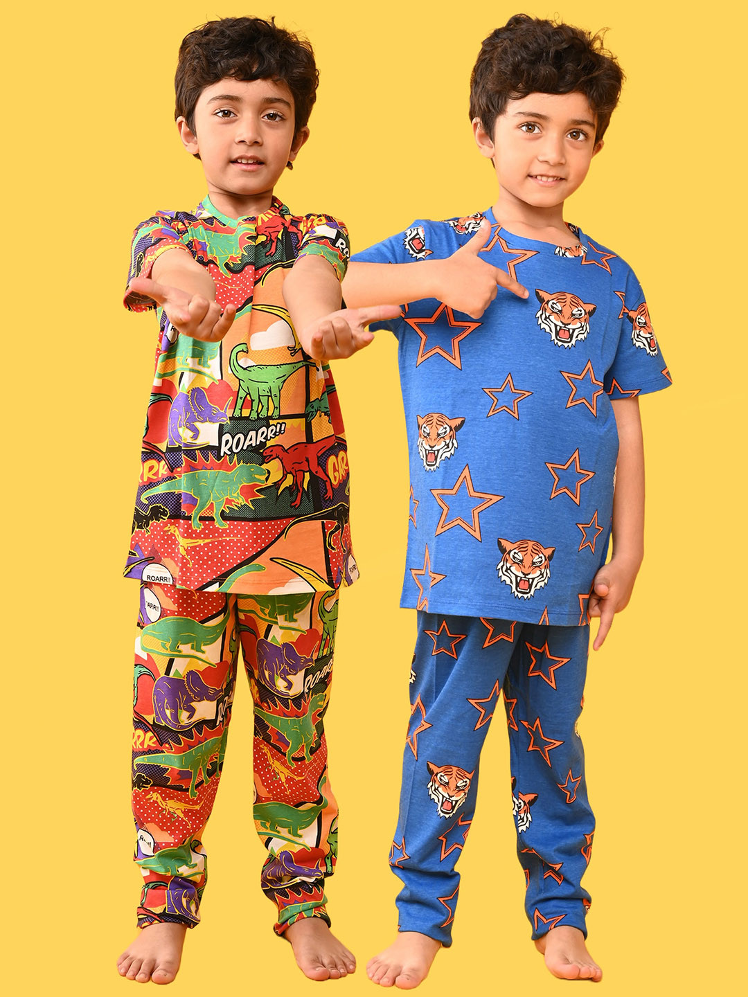 

Anthrilo Boys Pack Of 2 Conversational Printed Pure Cotton Night Suit, Red