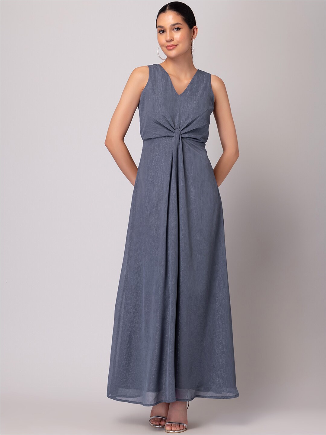 

FabAlley V-Neck Chiffon Maxi Dress, Grey