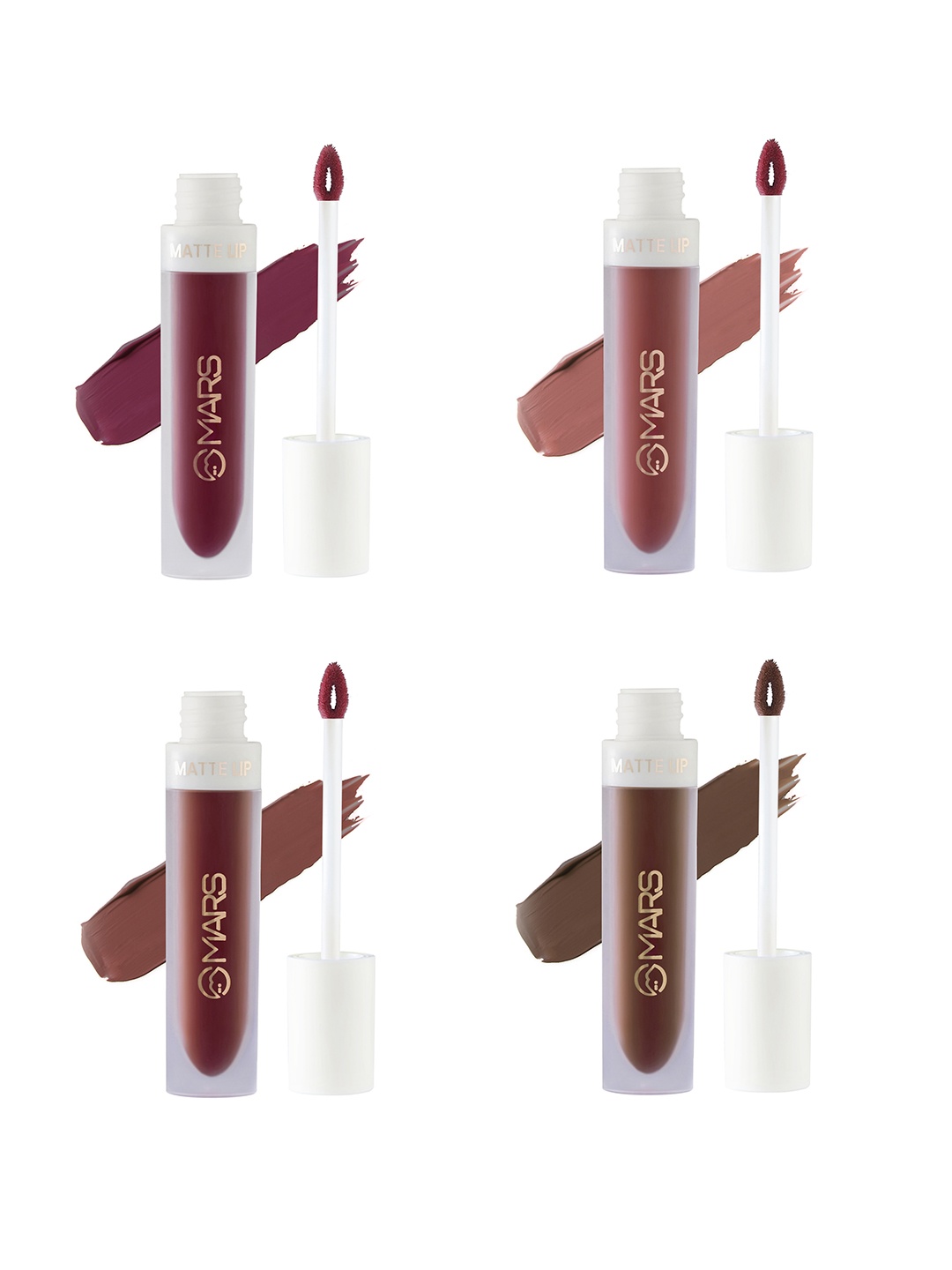 

MARS Set Of 4 Transfer-Proof Long Lasting Matte Liquid Lipstick- 4.5 ml Each, Maroon