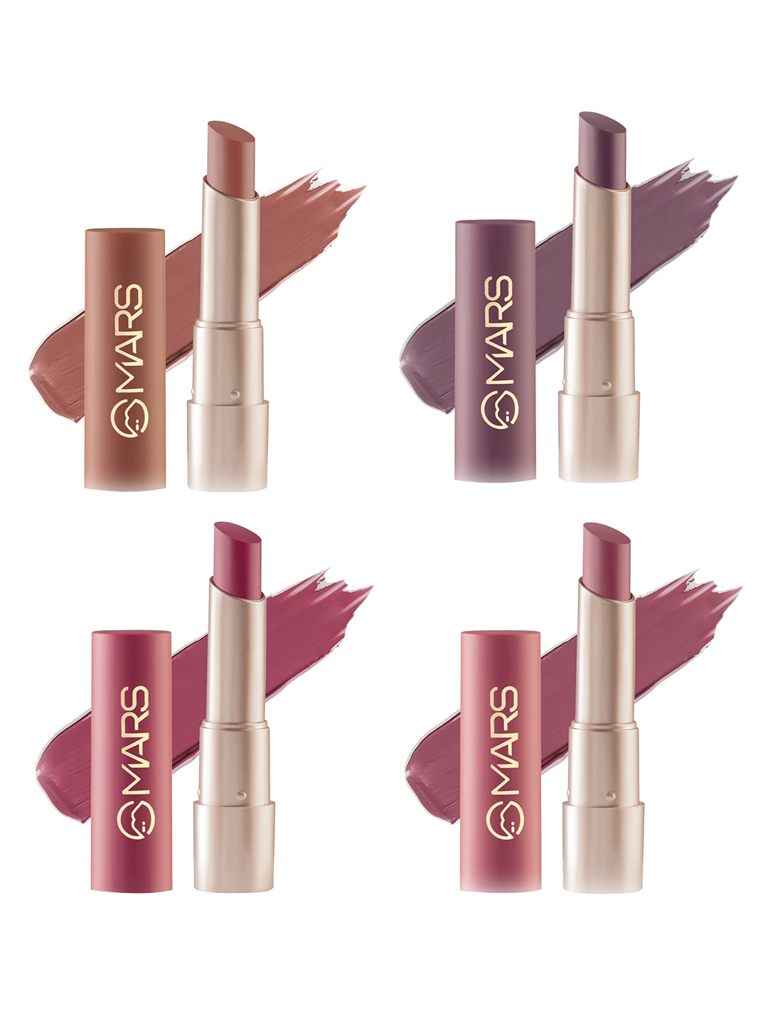 

MARS Set Of 4 Ultra Pigmented Creamy Matte Lipstick- 3.2 gm Each, Nude