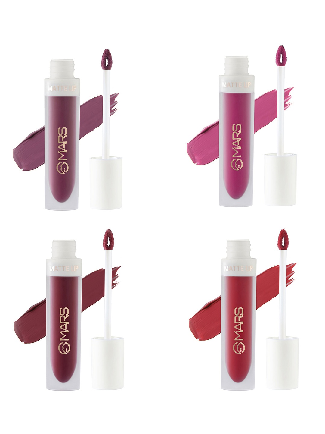 

MARS Set of 4 Transfer-Proof Long Lasting Matte Liquid Lipstick - 4.5 ml Each, Pink