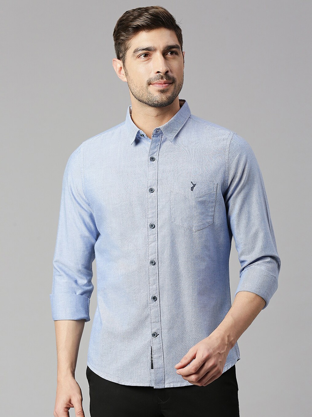 

Thomas Scott Classic Slim Fit Opaque Pure Cotton Casual Shirt, Blue