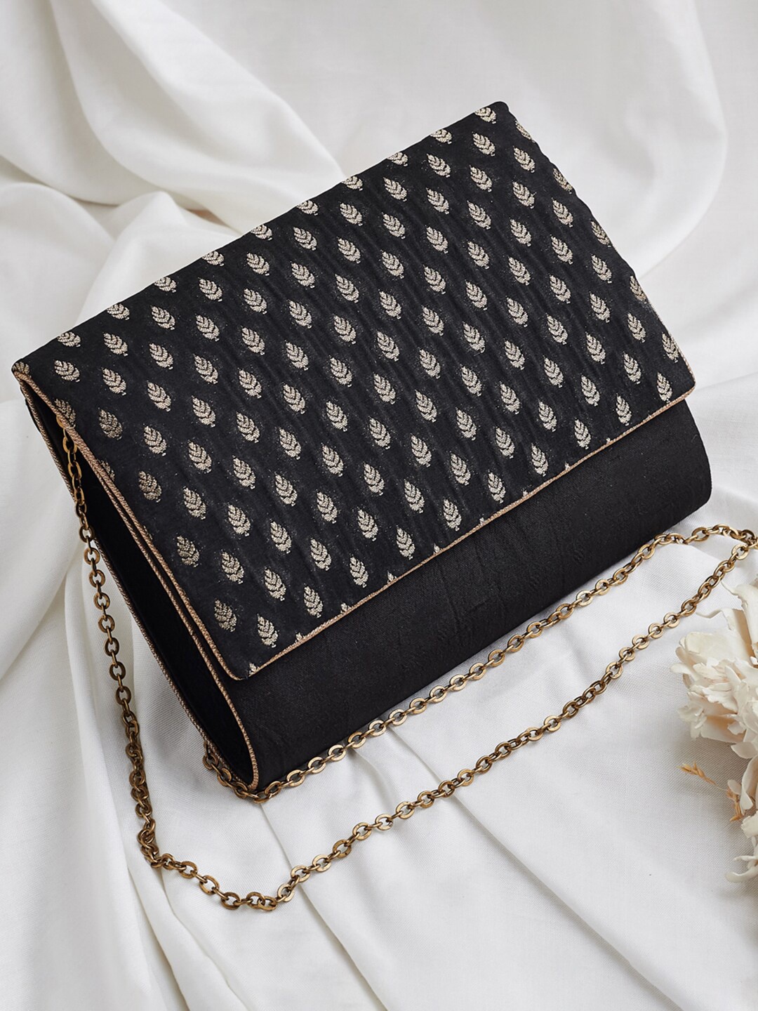 

Fabindia Women Textured Brocade Purse Clutch, Black