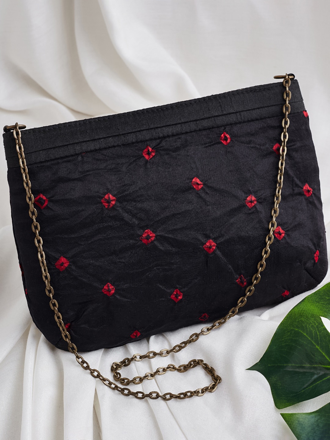 

Fabindia Textured Oversized Structured Sling Bag, Black