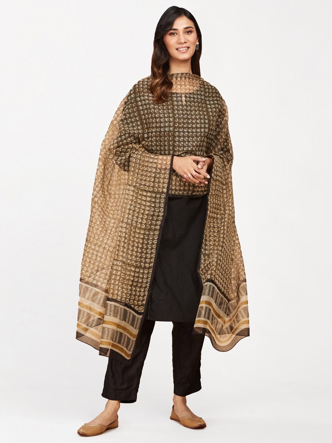 

Fabindia Printed Cotton Silk Bagru Dupatta, Mustard