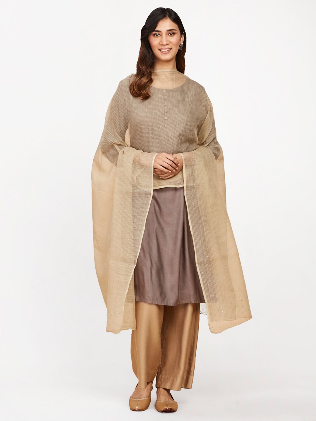 

Fabindia Woven Design Cotton Silk Dupatta, Beige