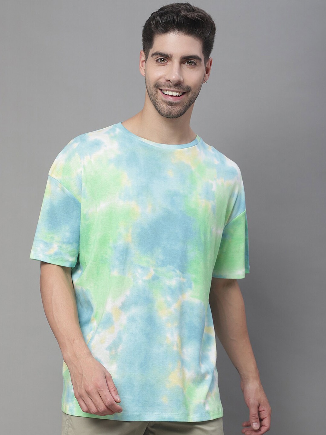 

DOOR74 Tie & Dye Drop Shoulder Sleeves Oversize Modal T-shirt, Blue