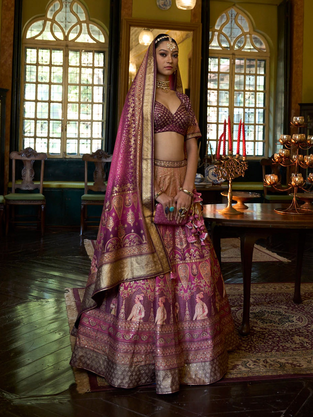 

Phenav Embroidered Sequinned Ready to Wear Lehenga & Blouse With Dupatta, Pink