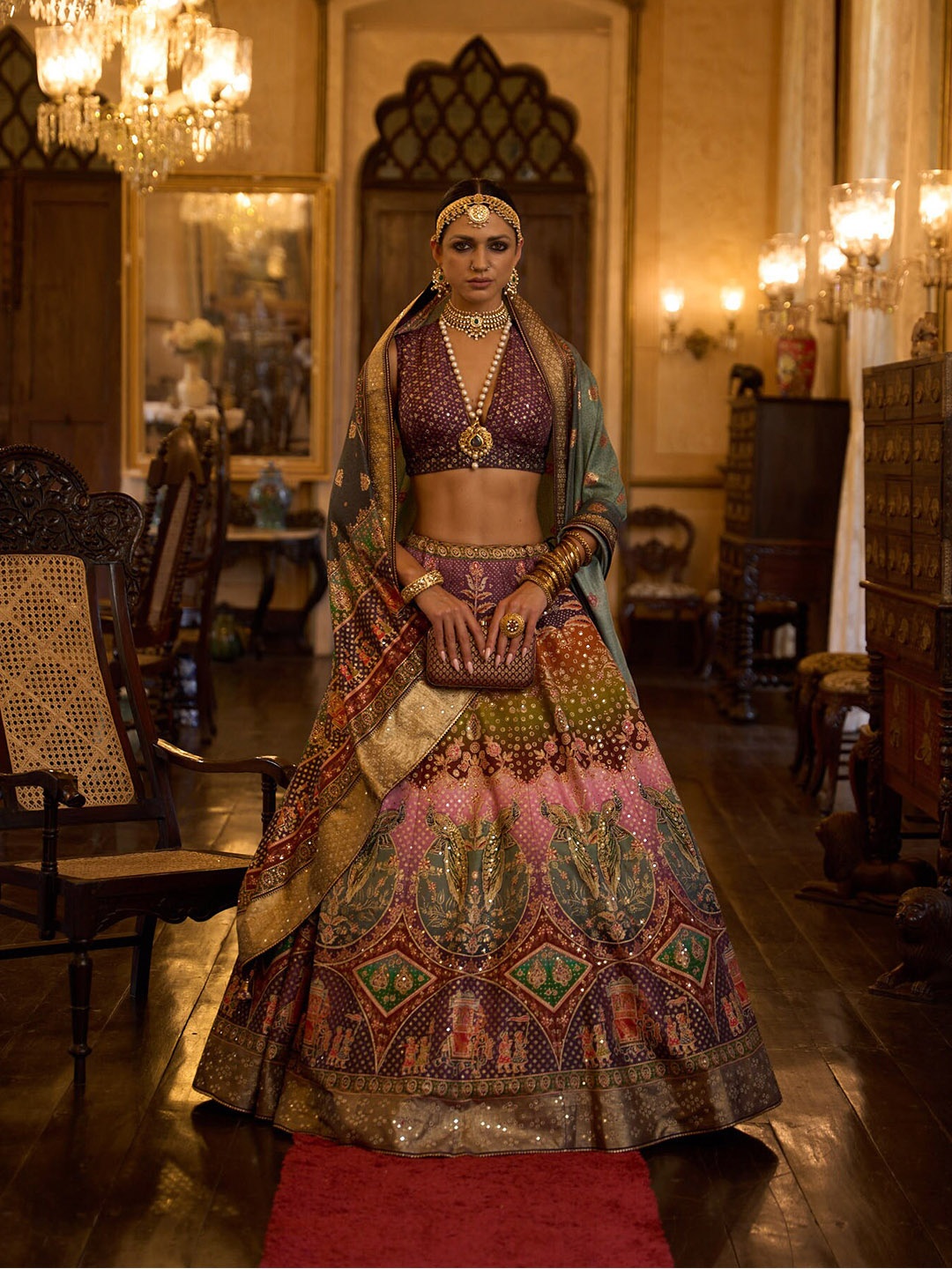 

Phenav Ready to Wear Lehenga & Blouse With Dupatta, Green