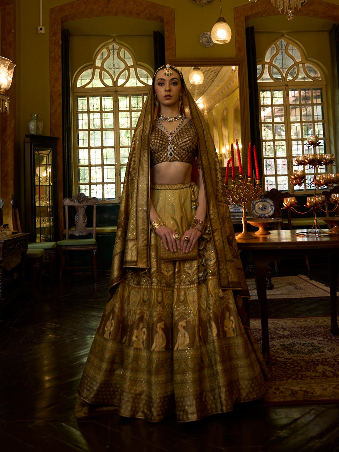 

Phenav Embroidered Ready to Wear Lehenga & Blouse With Dupatta, Green