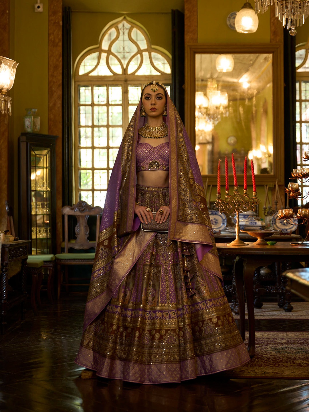 

Phenav Embroidered Thread Work Ready to Wear Lehenga & Blouse With Dupatta, Purple