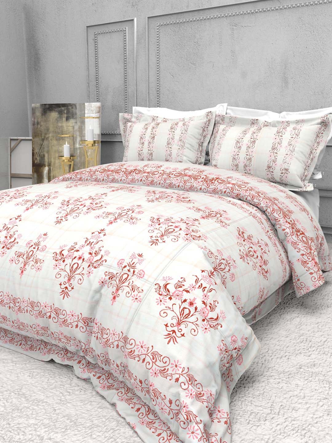 

THE WHITE MOSS Seasons White 220 TC Pure Cotton King Bedsheet with 2 Pillow Covers