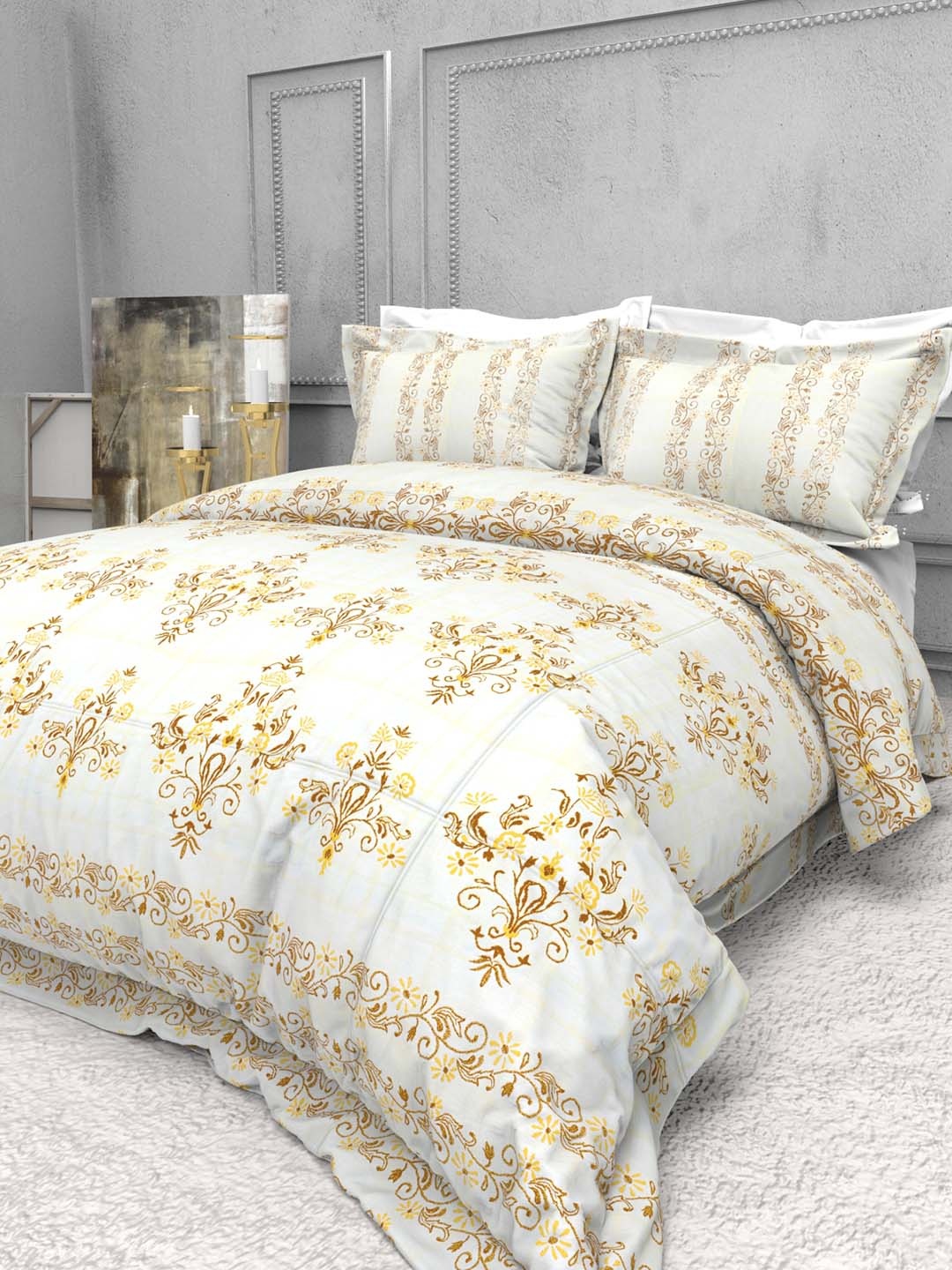 

THE WHITE MOSS Seasons White 220 TC Pure Cotton King Bedsheet with 2 Pillow Covers