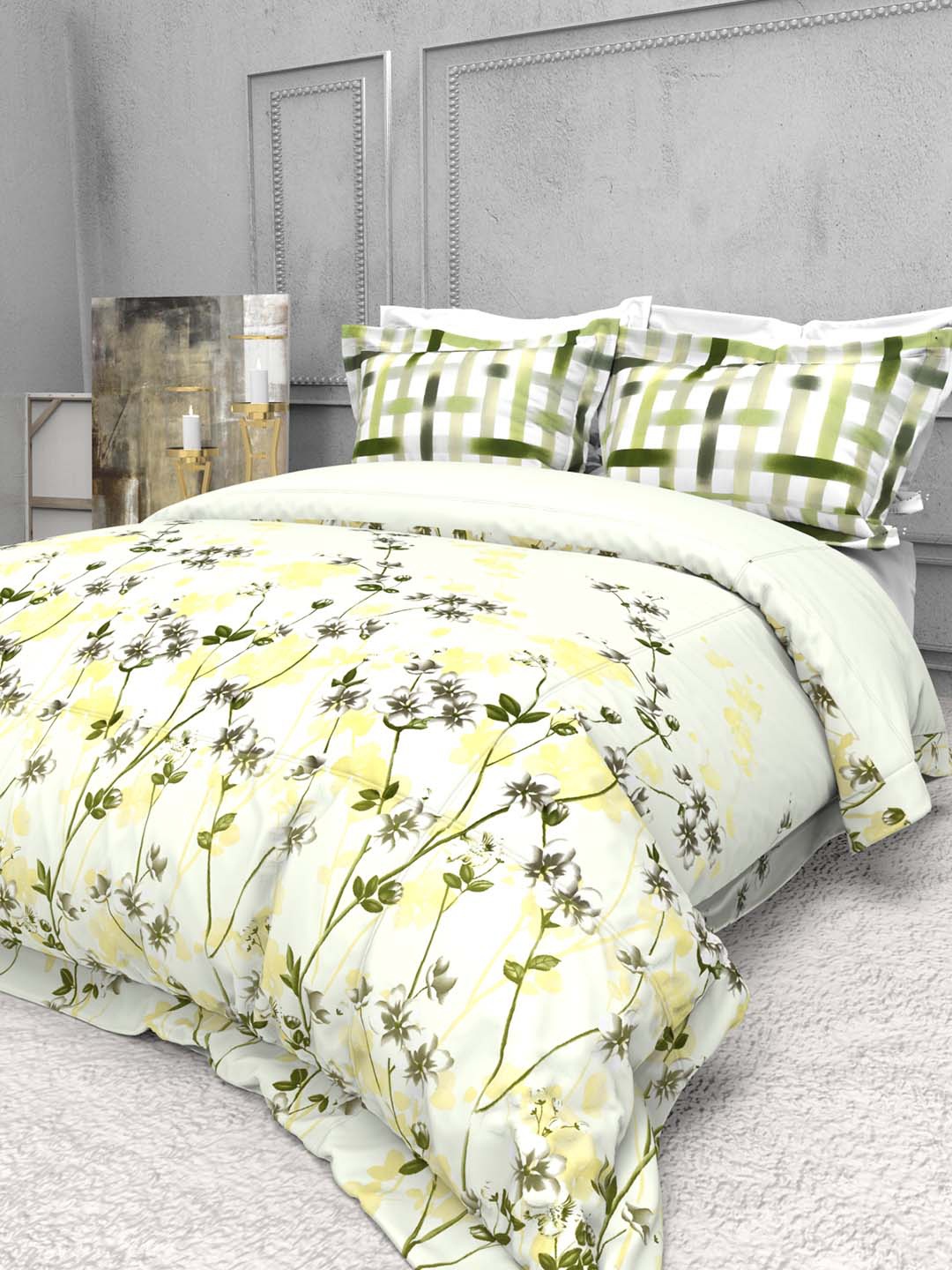 

THE WHITE MOSS Seasons Yellow 220 TC Pure Cotton King Bedsheet with 2 Pillow Covers