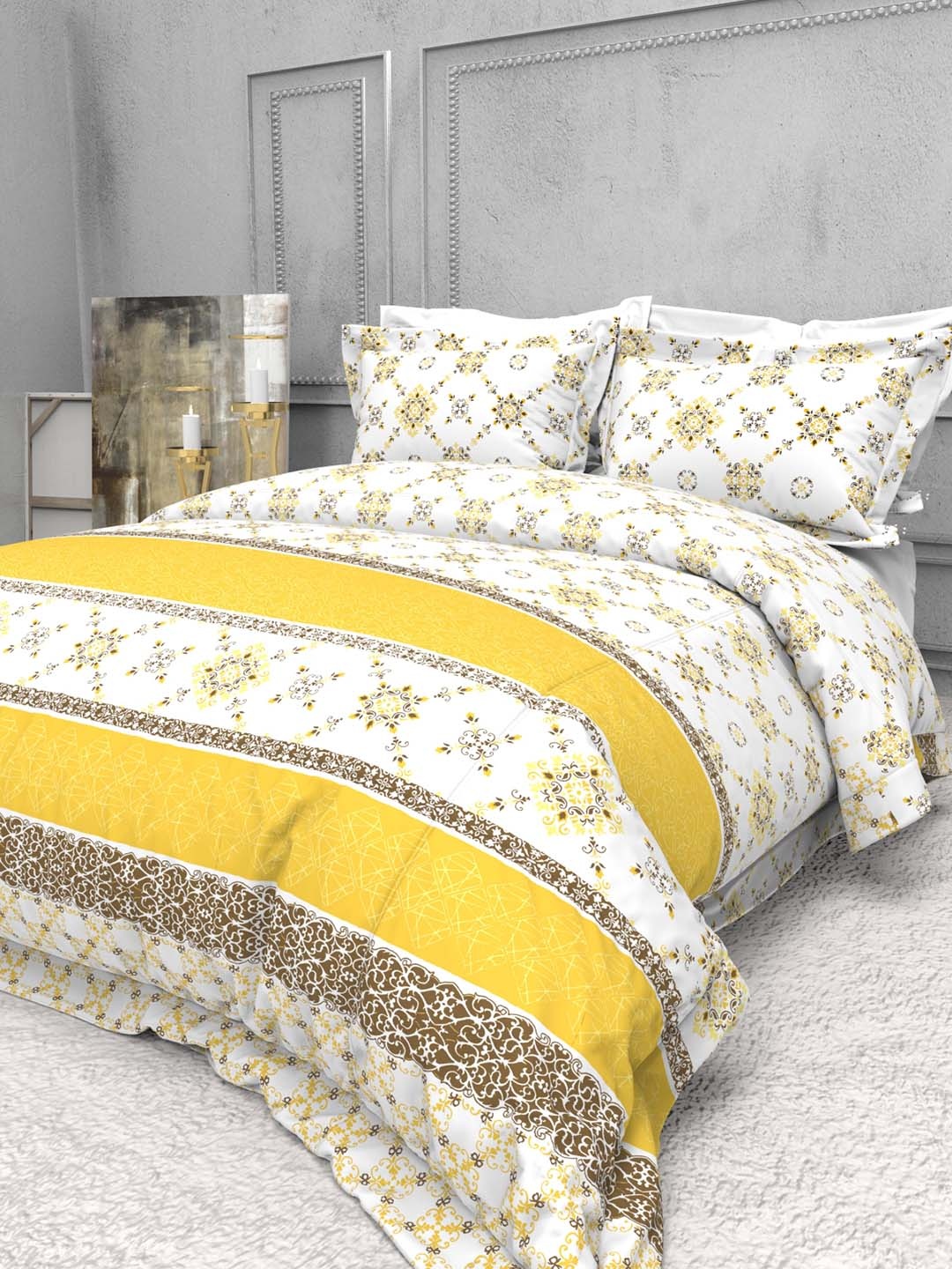 

THE WHITE MOSS Seasons White 220 TC Pure Cotton King Bedsheet with 2 Pillow Covers
