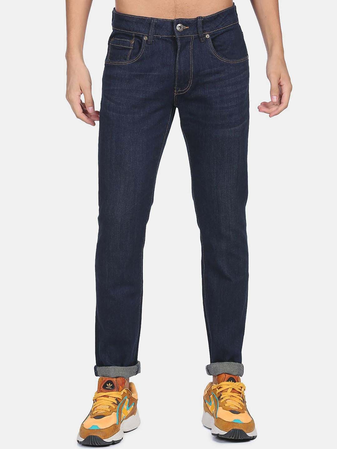 

Flying Machine Men Slim Fit Light Fade Whiskered Jeans, Blue