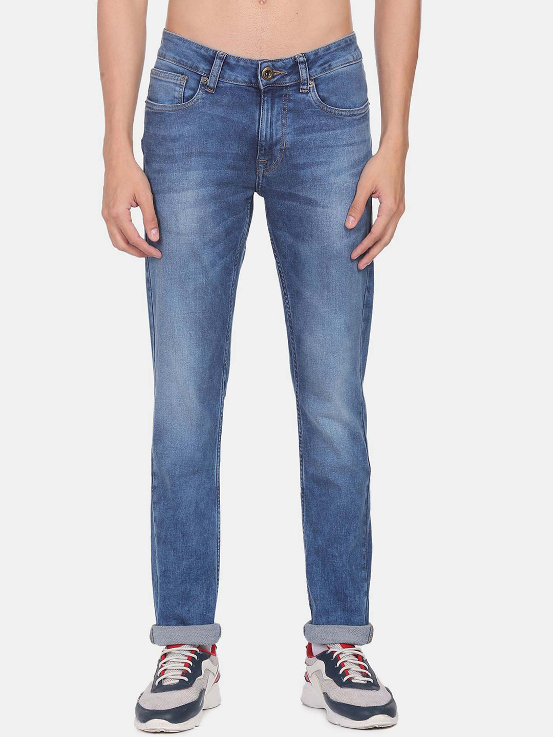 

Flying Machine Men Slim Fit Mid-Rise Light Fade Jeans, Blue