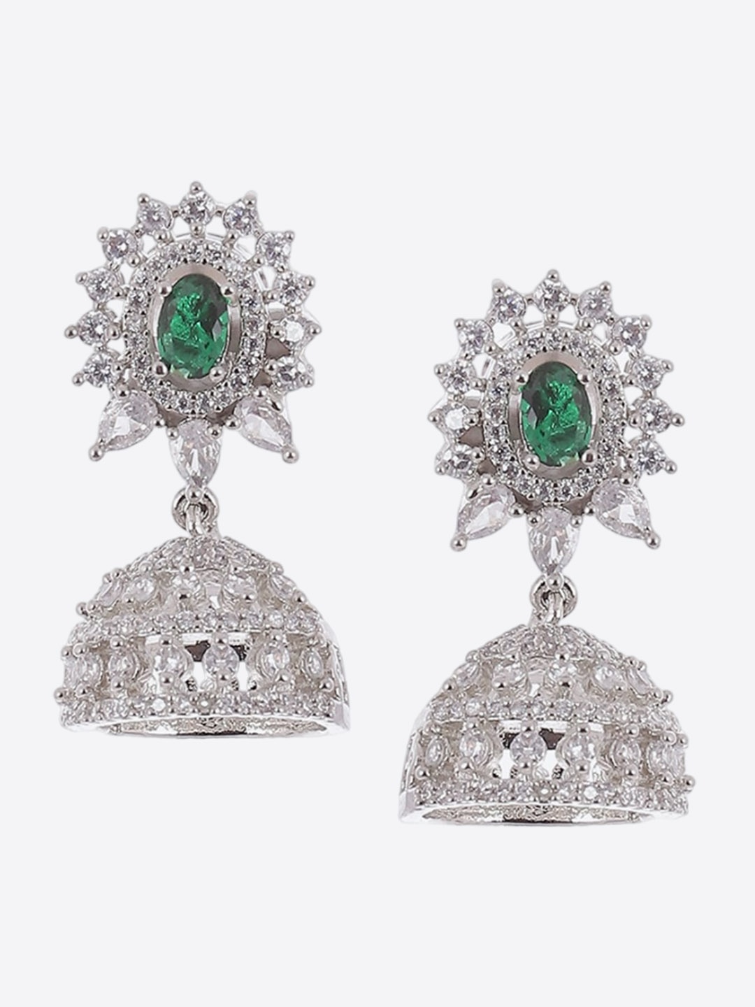

Biba Silver-Plated Dome Shaped Jhumkas Earrings